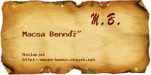 Macsa Bennó névjegykártya